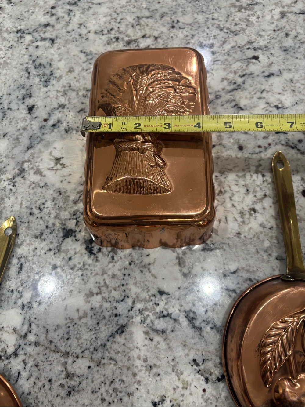 Vintage Copper Kitchen Molds Lot of 4 Cherry Pear Wheat Apple Cottagecore - Picture 9 of 15